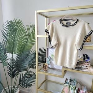 Cute Cream / off white and Black Vici Dolls Boutique Short Sleeve  Sweat…
